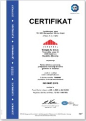 ISO 9001:2015 - Fizično-tehnično varovanje, protipožarno varovanje ter servis